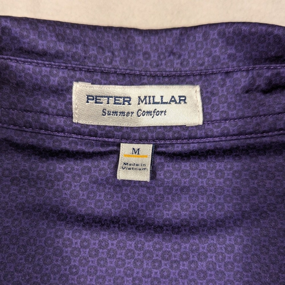 Peter Millar Summer Comfort Mens Purple Geometric Polo Shirt DXC Technology Med - Picture 4 of 7